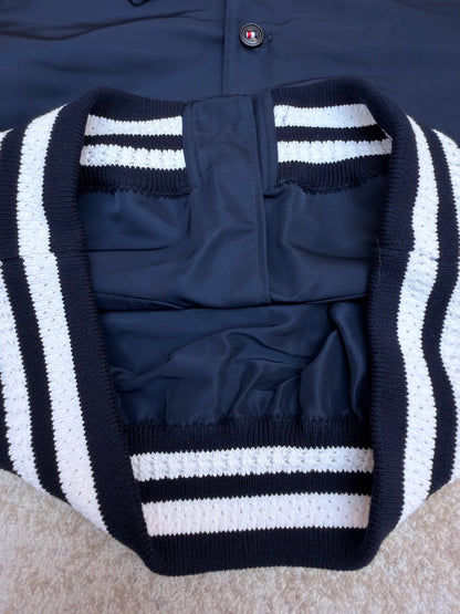 Thom Browne Button-up Tech Flight Jacket "Navy Blue"