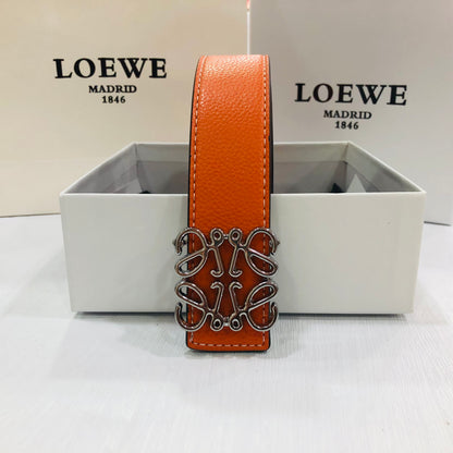 Loewe Anagram Leather Belt "Orange-Silver"