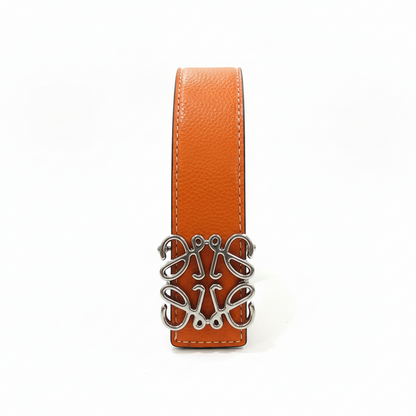 Loewe Anagram Leather Belt "Orange-Silver"