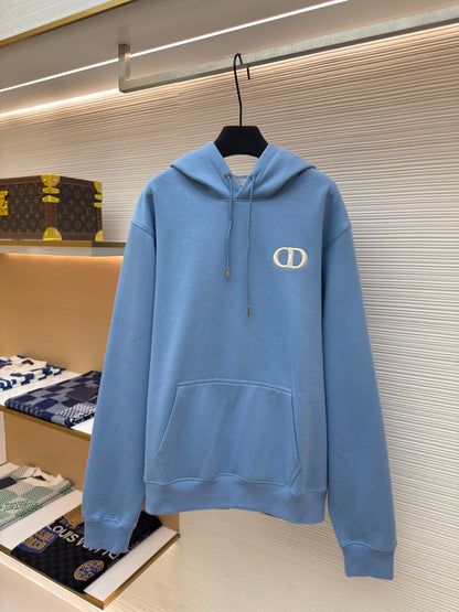 Dior CD Icon Hooded Sweatshirt "Sky Blue Cotton Fleece"