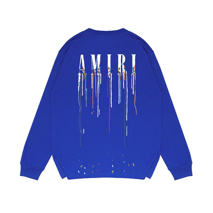 Amiri Paint Drip Core Logo Print Sweatshirt "Blue-White"