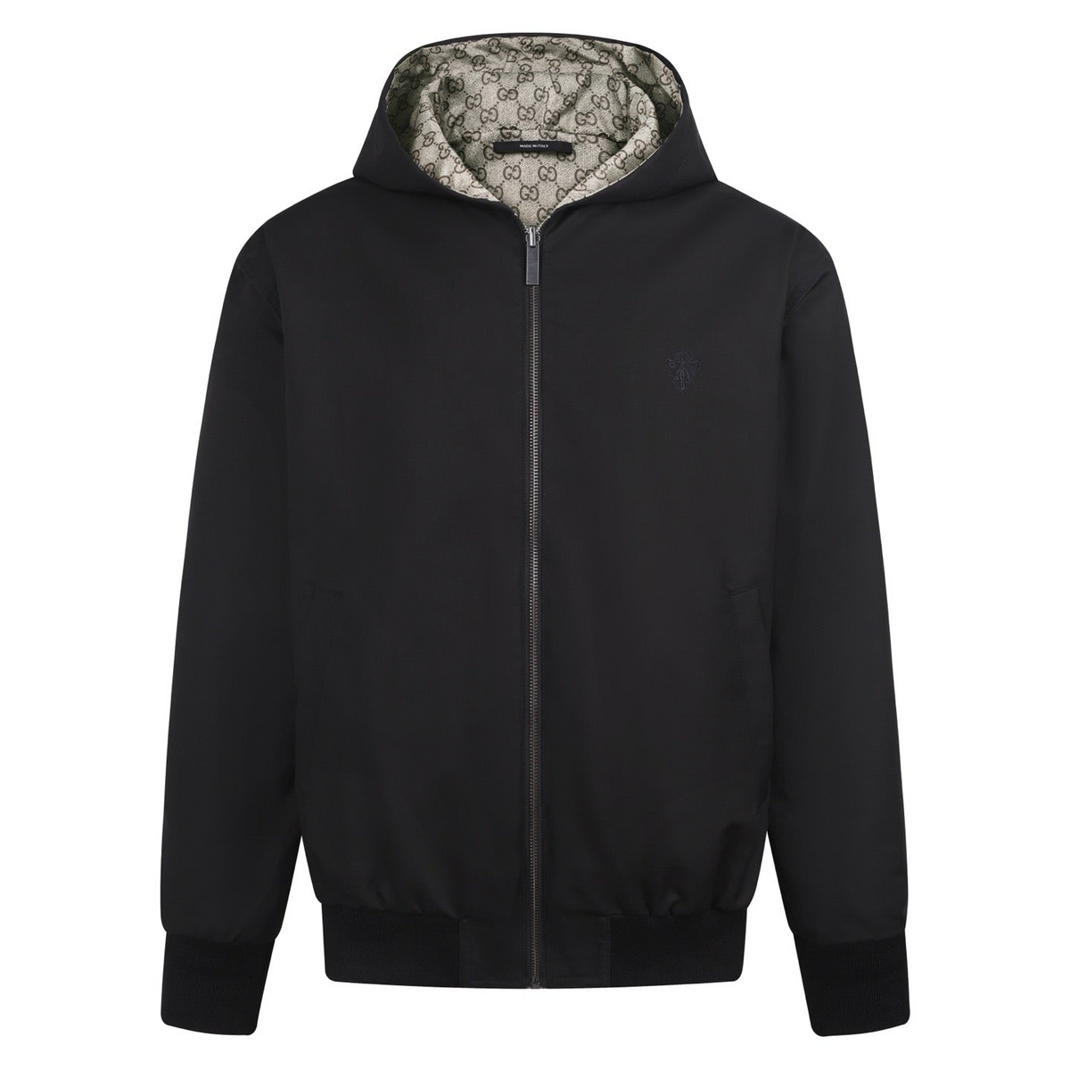 Gucci Reversible Cotton Canvas Zip Jacket Black Compact Cotton Canvas" and "GG nylon"
