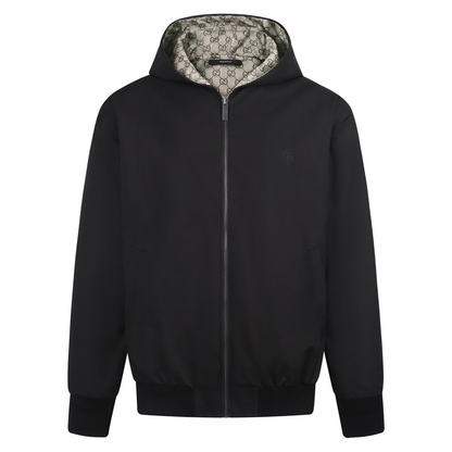 Gucci Reversible Cotton Canvas Zip Jacket Black Compact Cotton Canvas" and "GG nylon"