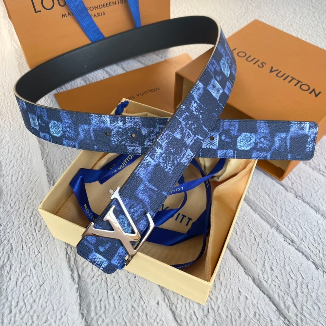 Louis Vuitton LV Initiales Reversible Belt "Damier Salt Navy" and "Black"