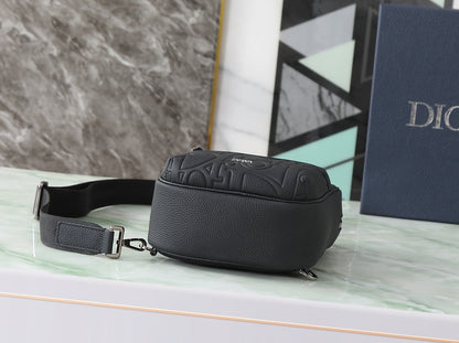 Dior Rider Sling Bag "Black Dior Gravity Grained Leather and Black Grained Calfskin"