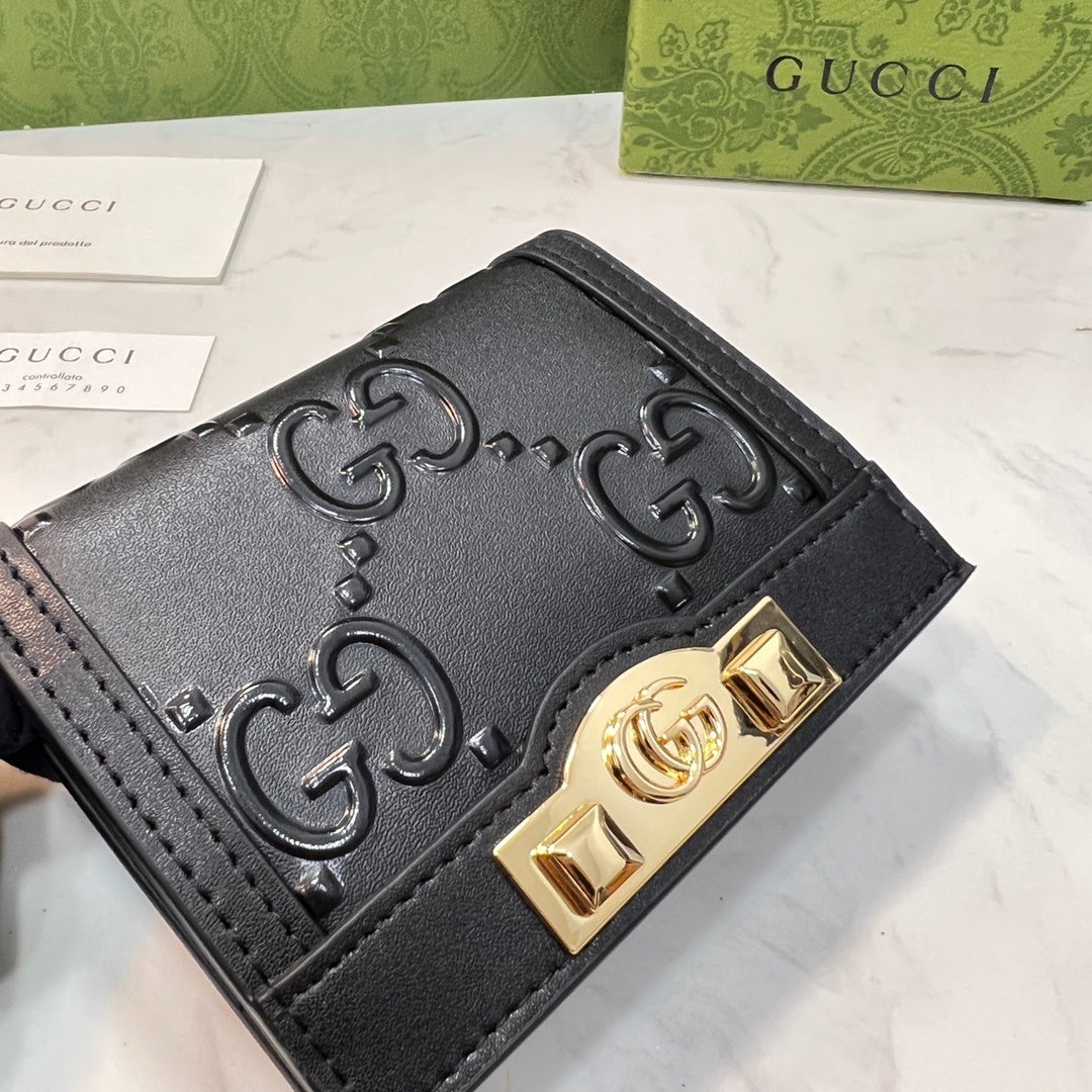 Gucci Wonka GG Monogram Embossed Card Case Wallet