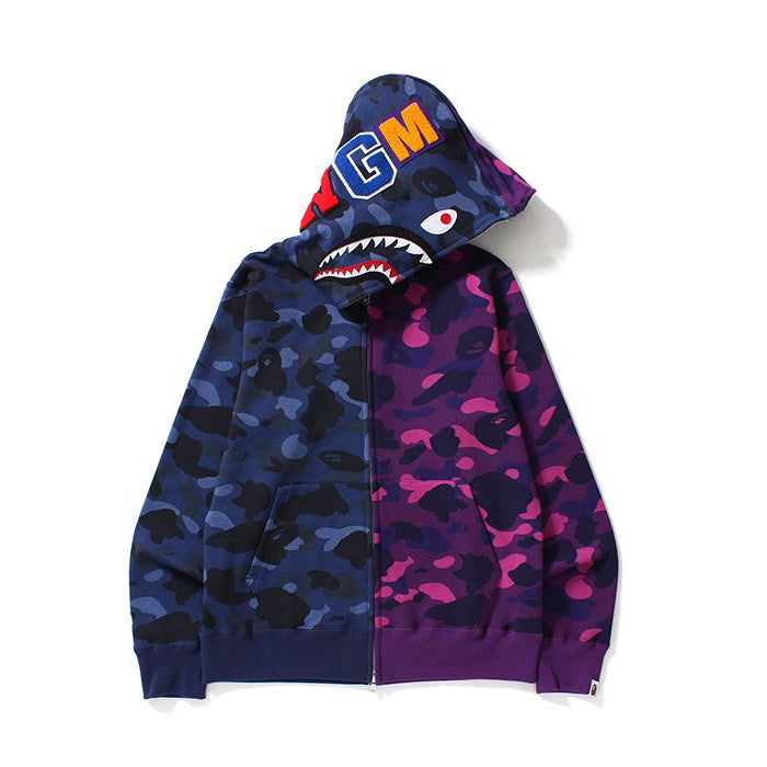 BAPE Colour Camo Separate Shark Full Zip Hoodie "Navy/Purple"