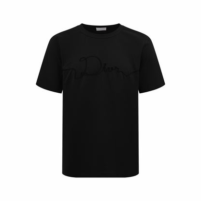 Dior Ribbon T-Shirt "Black Cotton Jersey"