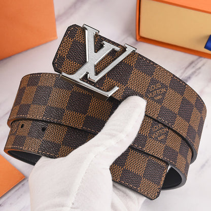Louis Vuitton Initiales Leather Belt "Brown-Silver"