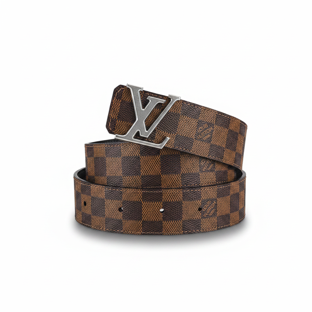 Louis Vuitton Initiales Leather Belt "Brown-Silver"