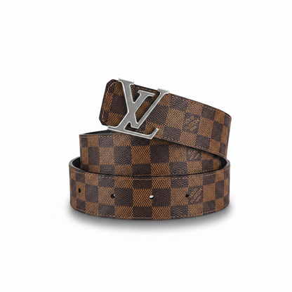 Louis Vuitton Initiales Leather Belt "Brown-Silver"