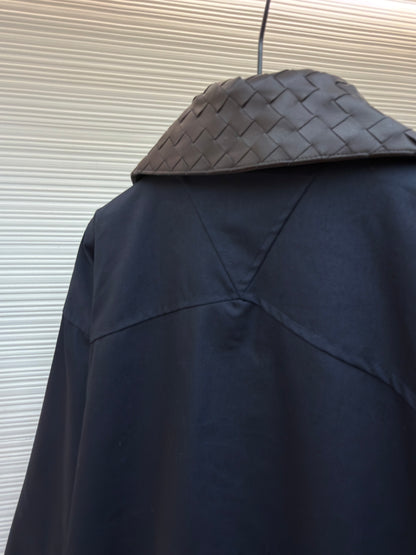 Bottega Veneta Intrecciato Leather-trimmed Canvas Blouson "Navy"