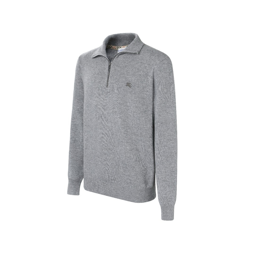 Burberry Cashmere Blend Half-zip Sweater "Grey"