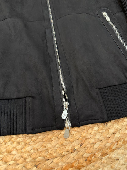 Brunello Cucinelli Suede and Wool Knit Bomber Jacket "Black"