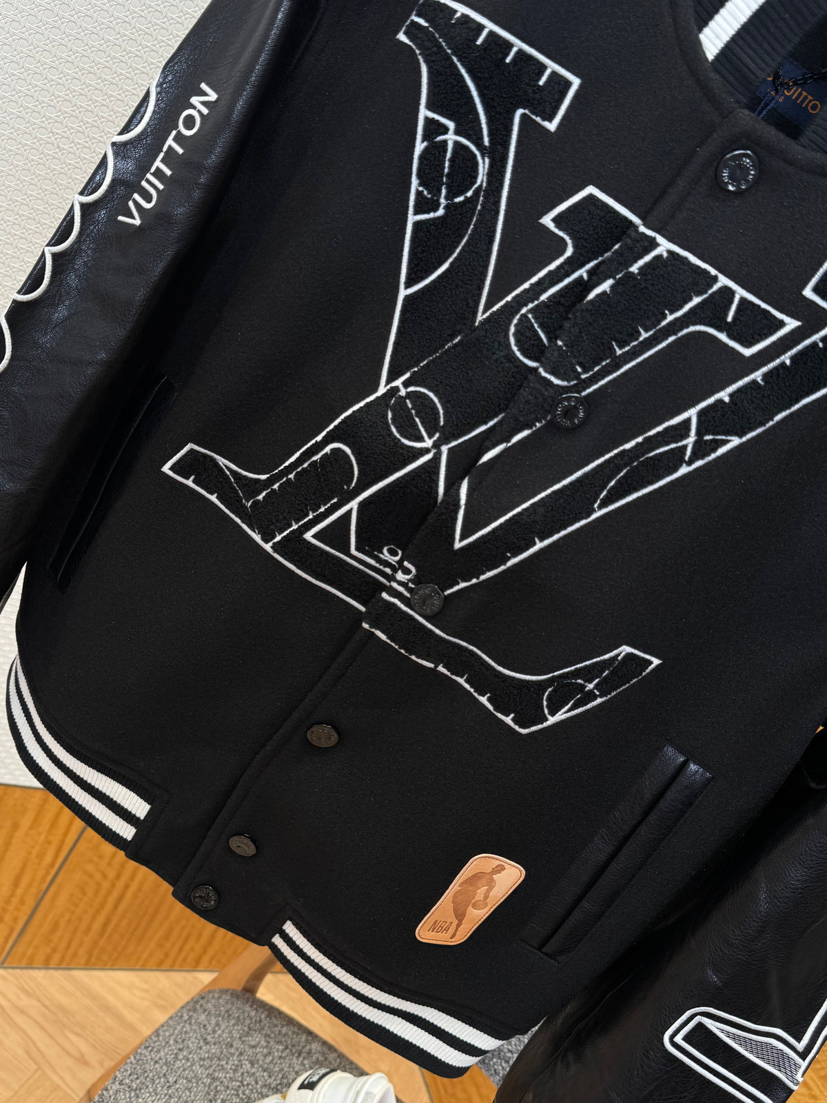 NBA x Louis Vuitton Leather Basketball Jacket "Black"