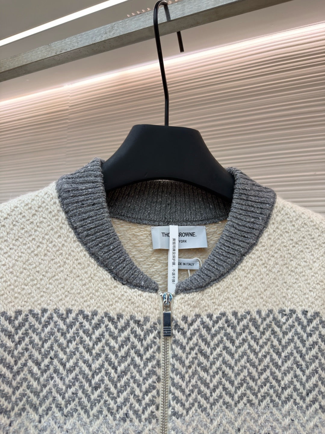 Thom Browne Donegal and Cushendale Herringbone Jacquard Bomber Jacket "Tonal Grey"