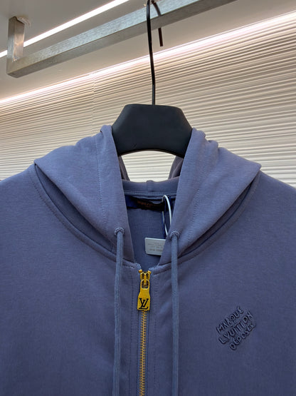 Louis Vuitton Embroidered Zipped Jersey Hoodie "Slate Gray"