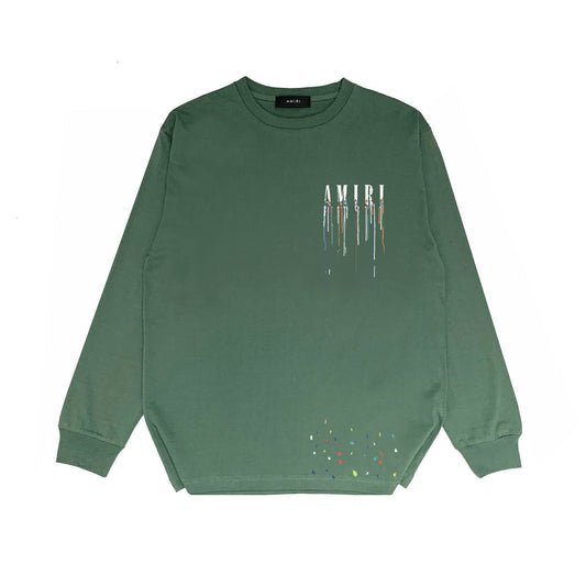 Amiri Paint Drip Core Logo Print Sweatshirt "Green-White"