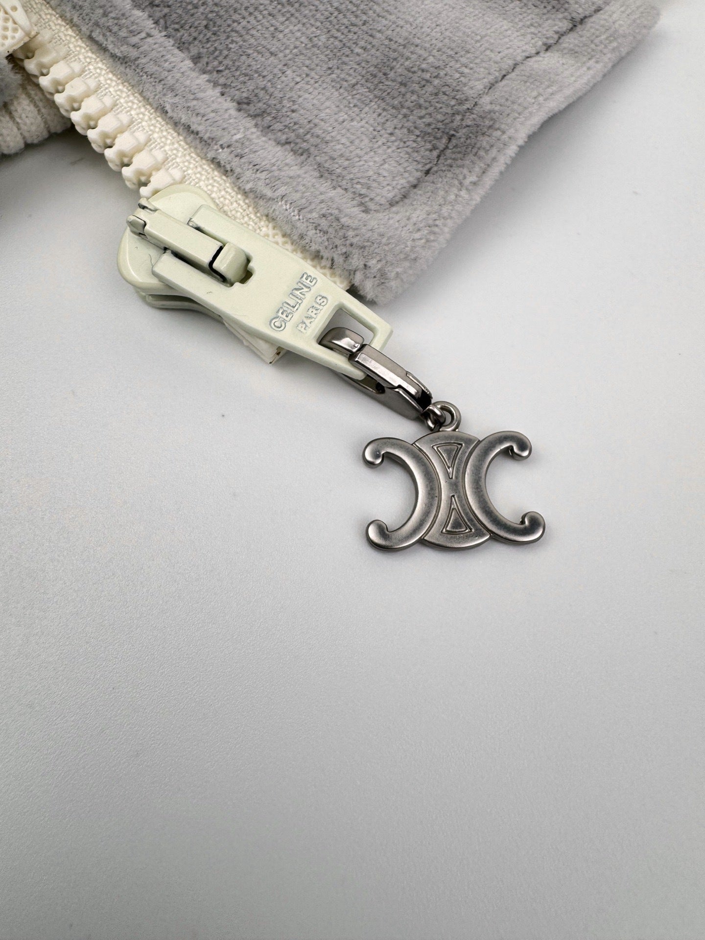 Celine Velvet Tracksuit Zip-up Hoodie "Grey"