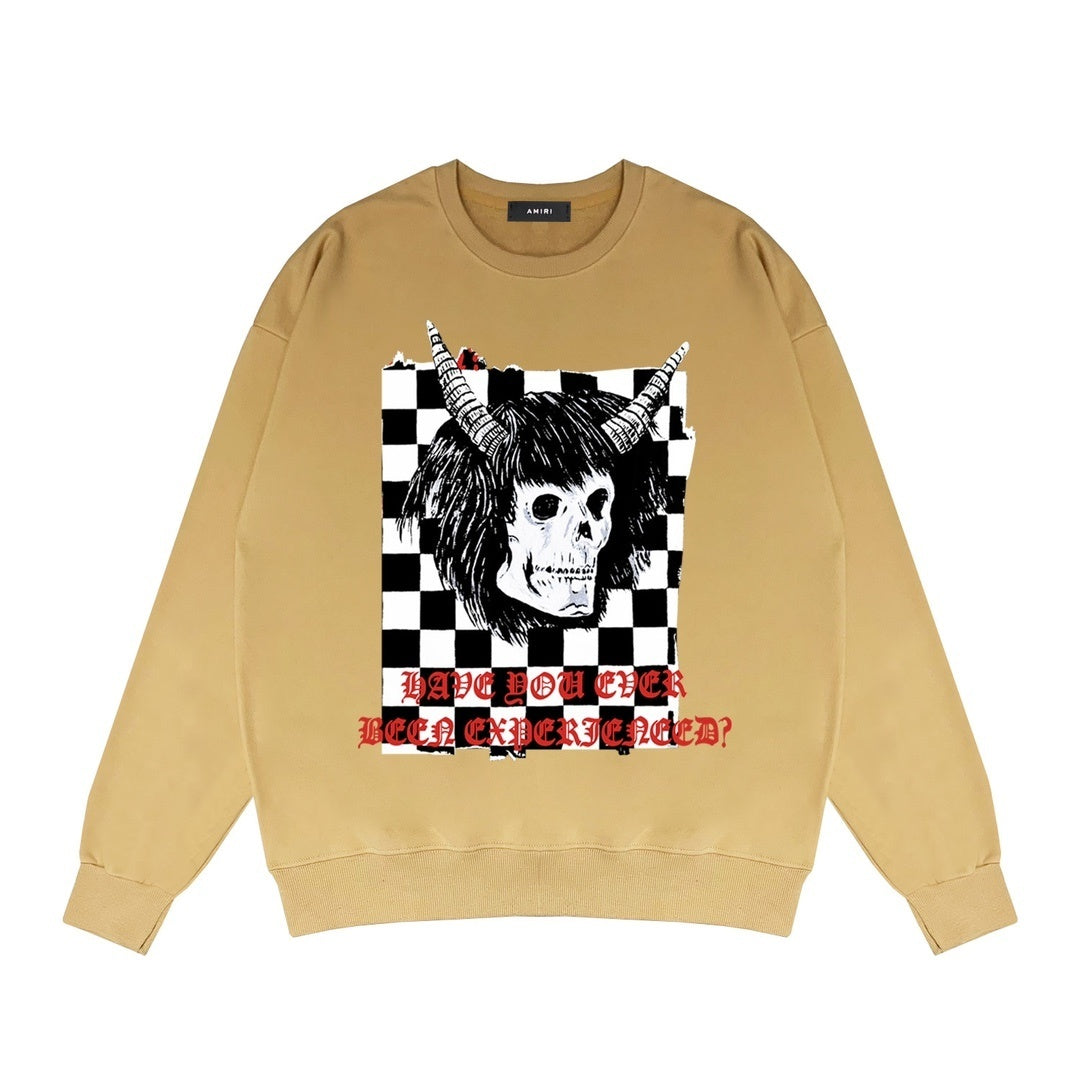 Amiri x Wes Lang Checker Skull Sweatshirt "Sand"