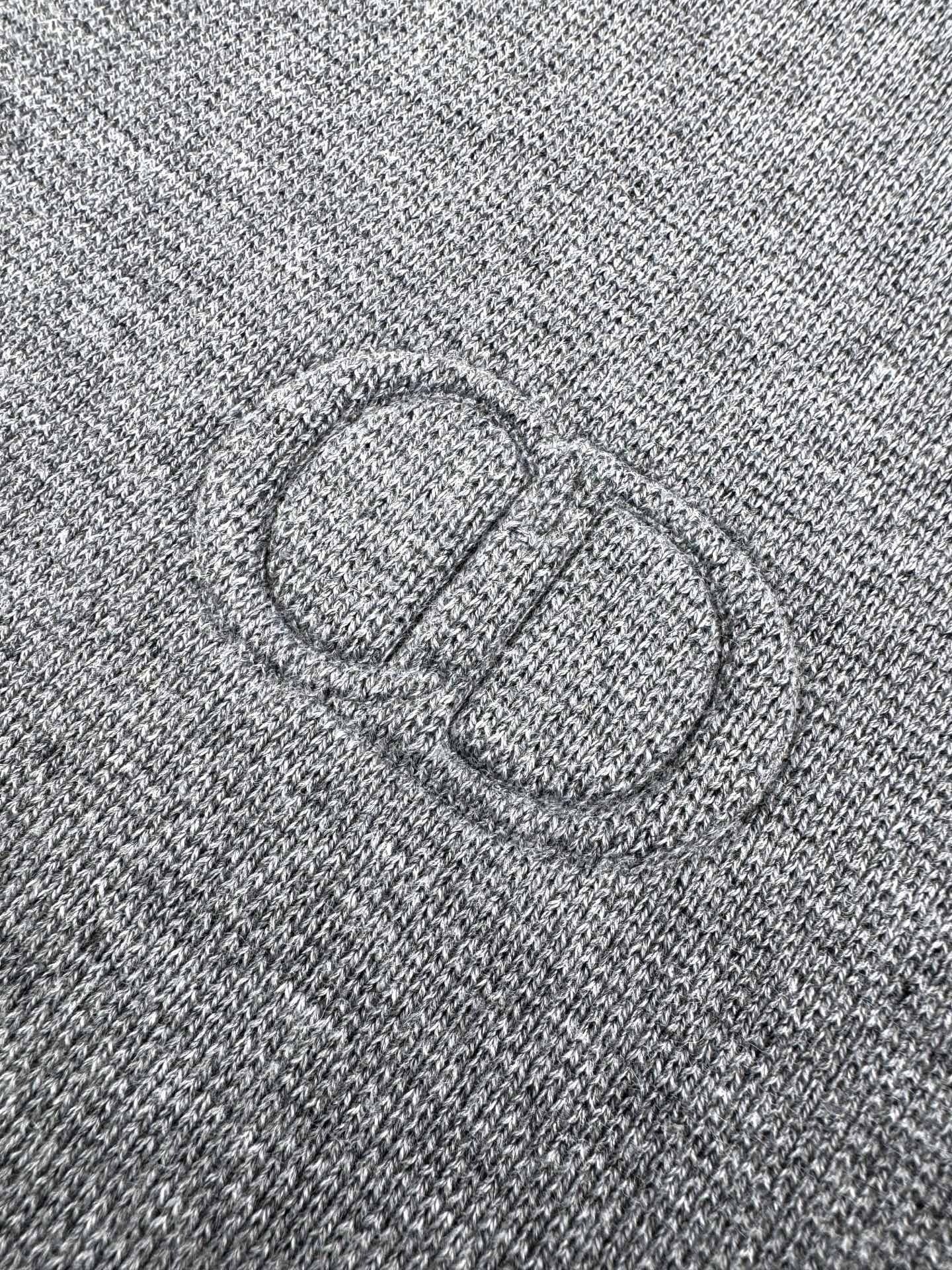 Dior CD Icon Zipped Sweater "Gray Virgin Wool Punto Milano Knit"