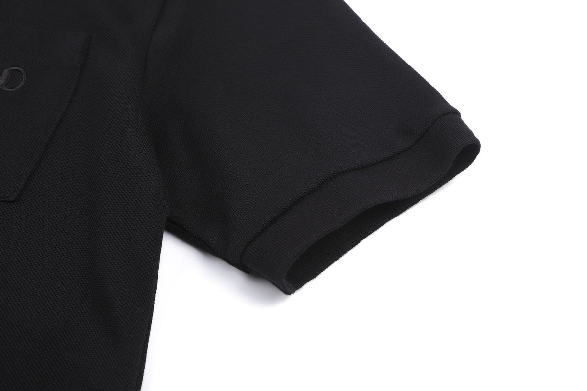 Gucci Cotton Piquet Polo Shirt with Horsebit Embroidery "Black"