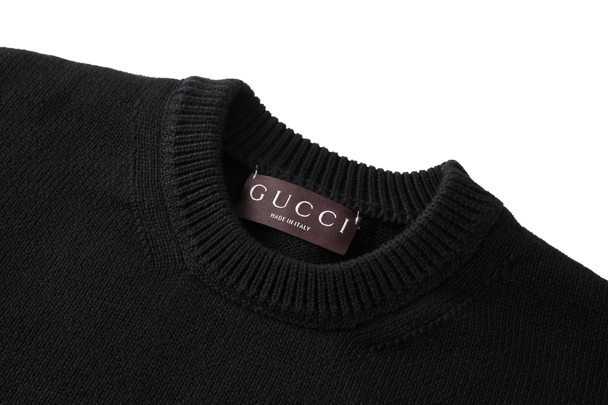 Gucci Knit Cotton Wool Sweater with Intarsia "Black"