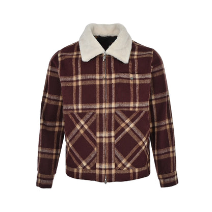 Chrome Hearts Shearling Collar Plaid Jacket
