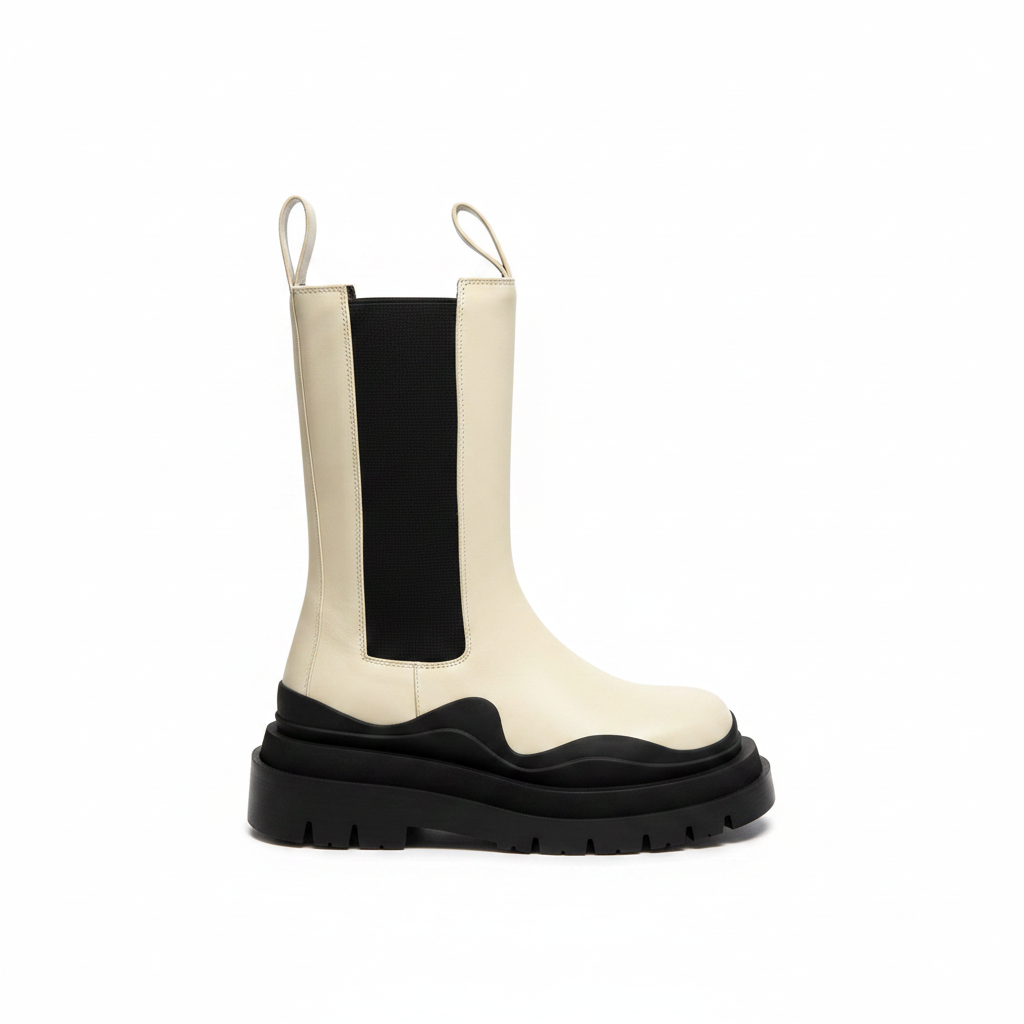 Bottega Veneta Tire Chelsea Boots "Beige-Black"