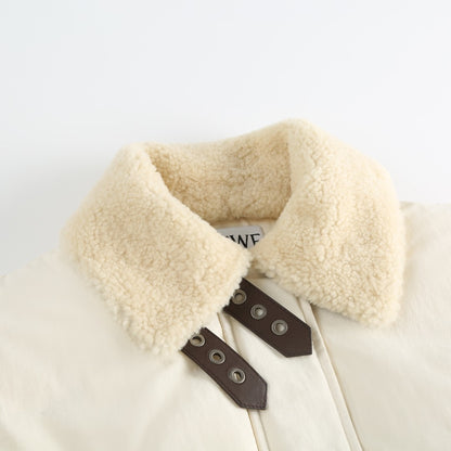 Loewe Shearling-Trimmed Down Jacket "White"