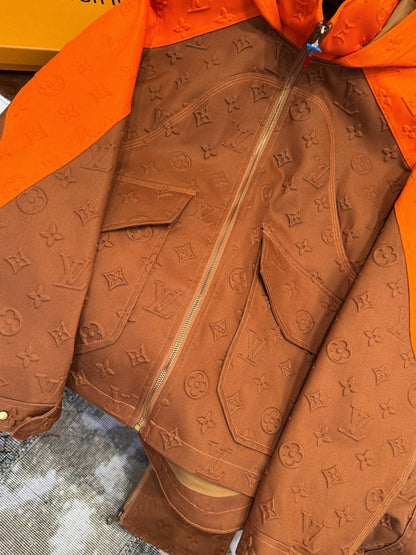 Louis Vuitton Monogram Hooded Denim Jacket "Brown-Orange"