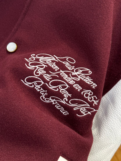 Louis Vuitton Embroidered Calfskin Varsity Jacket "Bordeaux"