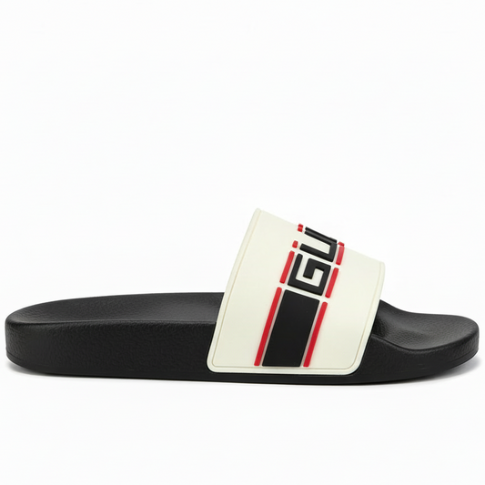 Gucci Stripe Rubber Slides "Ecru"