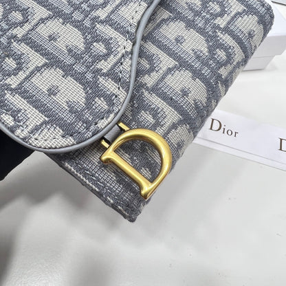 Dior Saddle Lotus Wallet Gray Dior Oblique Jacquard