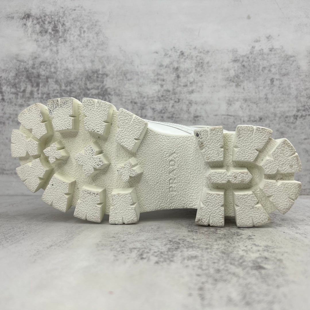 Prada Monolith Leather Boots "White"