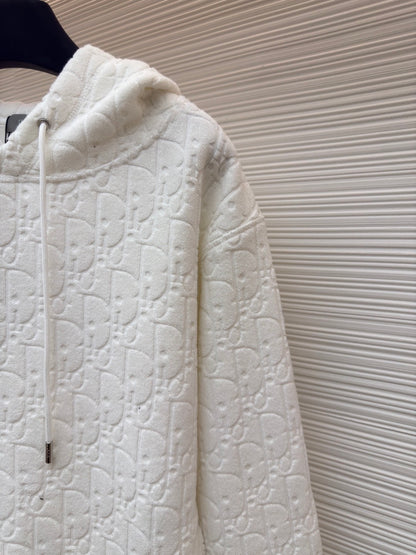 Dior Oblique Hooded Sweatshirt "Off-White Cotton Fleece"