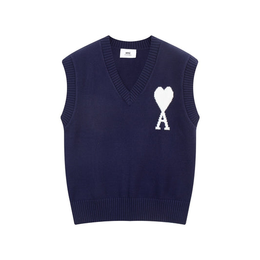 AMI Paris Ami De Coeur Sweater Vest "Navy Blue"