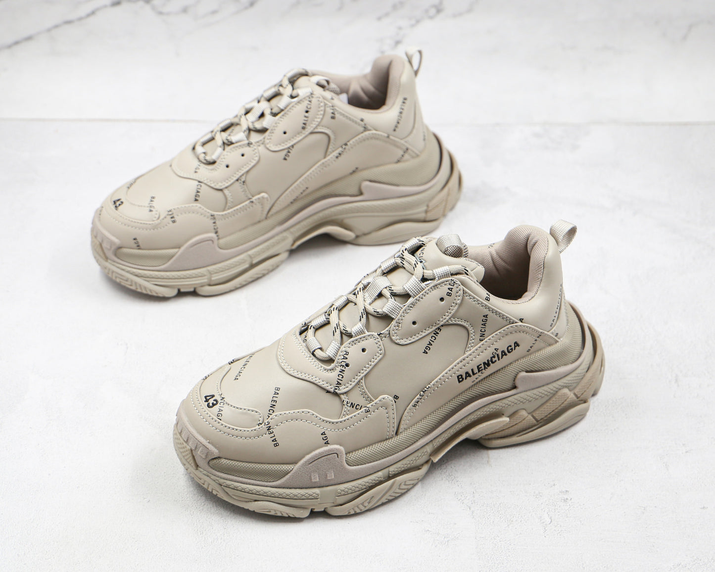 Balenciaga Triple S "Beige-All Over Logo"