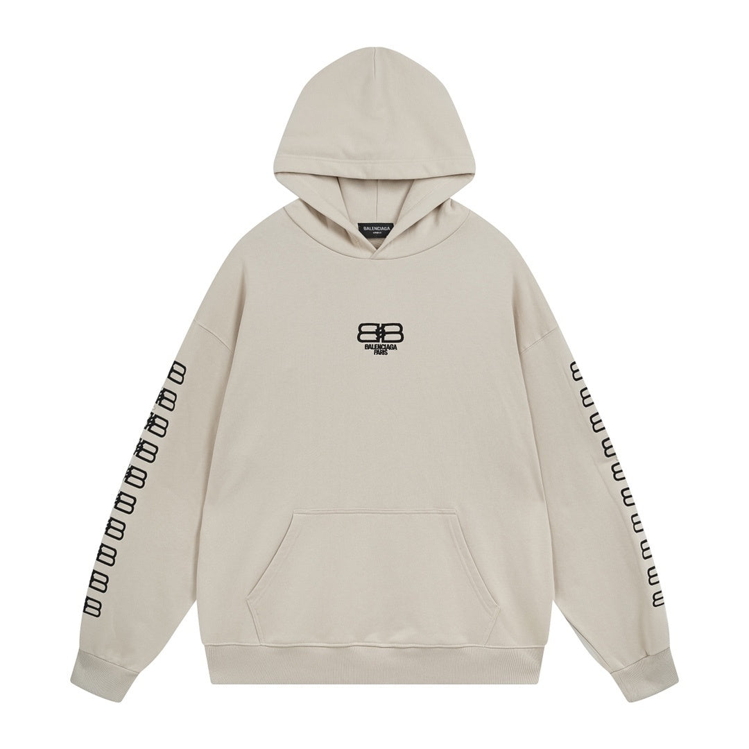 Balenciaga BB Pixel Embroidery Hoodie "Beige-Black"