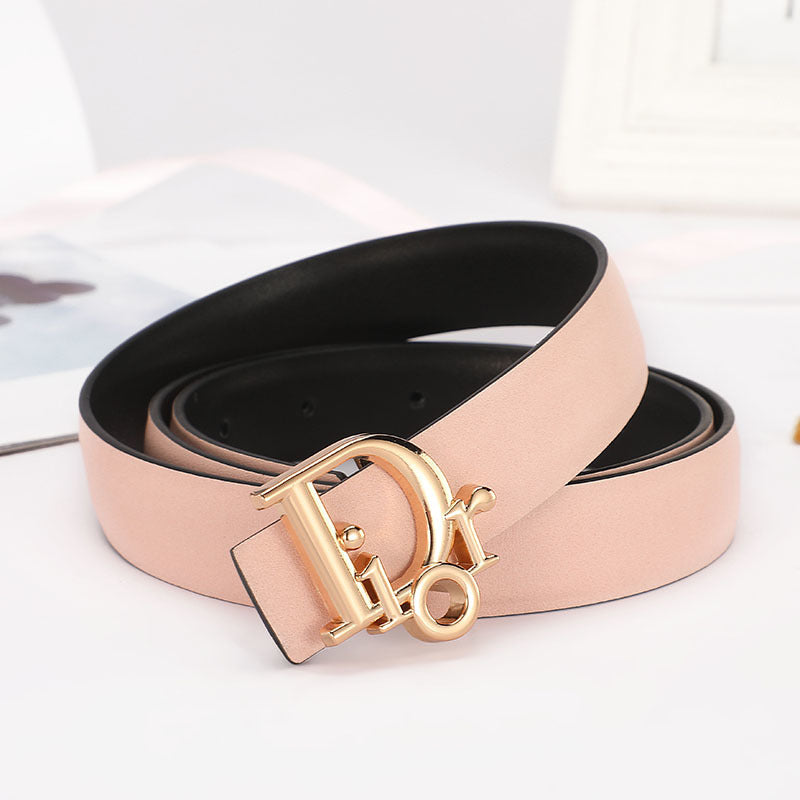 Dior Leather Belt "Pink-Gold"