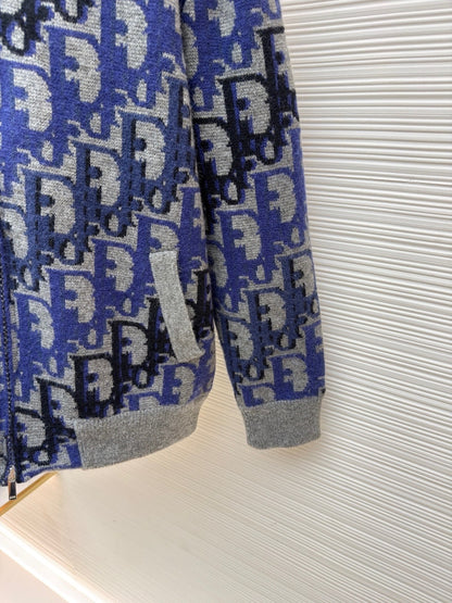 Dior Oblique Blouson Jacket "Gray Wool Knit"