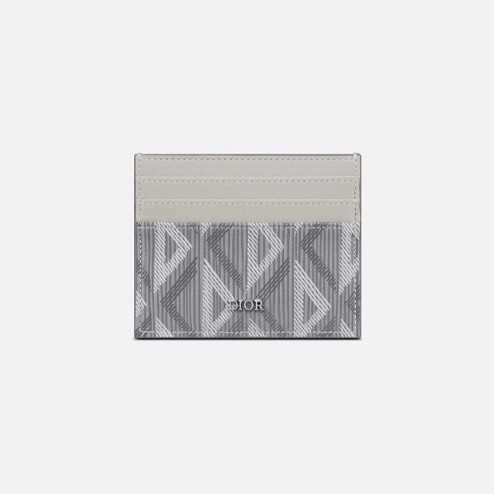 Dior Card Holder CD Diamond Canvas Smooth Calfskin