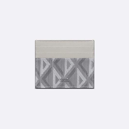Dior Card Holder CD Diamond Canvas Smooth Calfskin