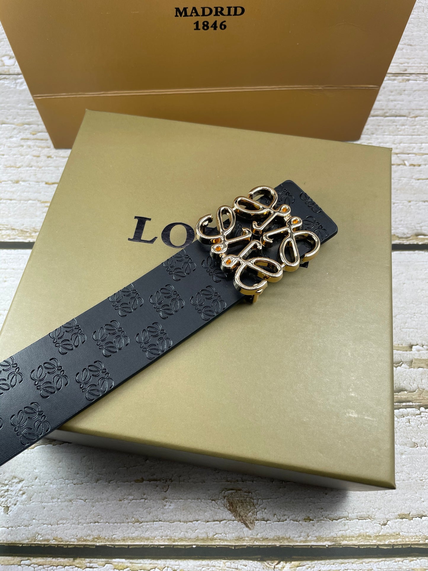Loewe Leather Belt "Black-Gold"