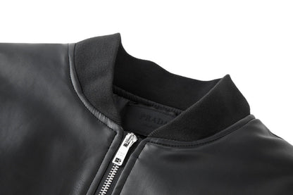 Prada Leather Bomber Jacket "Black"