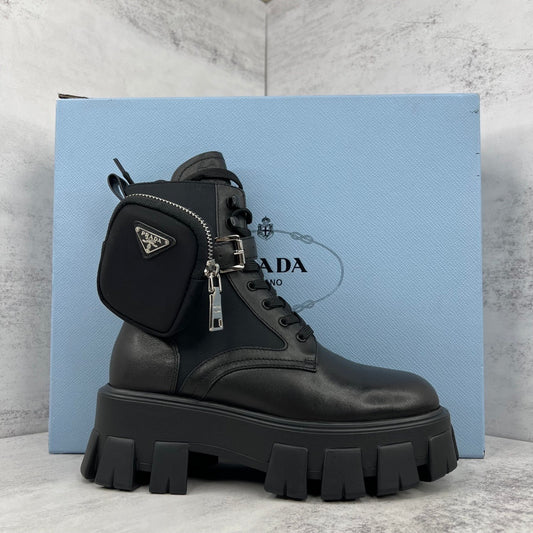 Prada Monolith Leather Boots "Black" V3