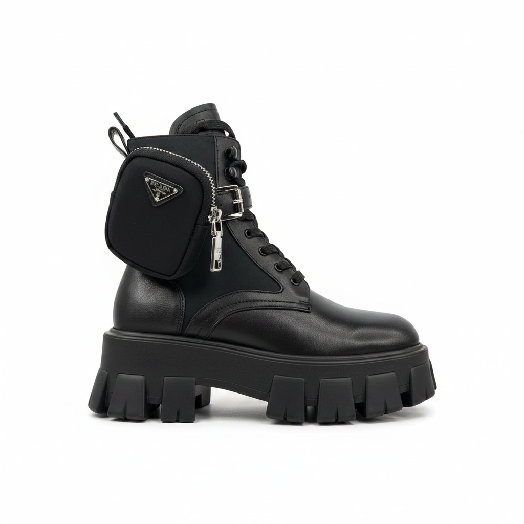 Prada Monolith Leather Boots "Black"