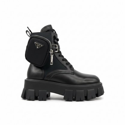 Prada Monolith Leather Boots "Black"