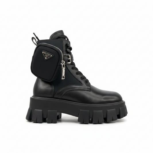 Prada Monolith Leather Boots "Black"
