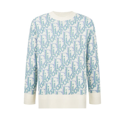 Dior Oblique Sweater "White and Blue Wool Jacquard"